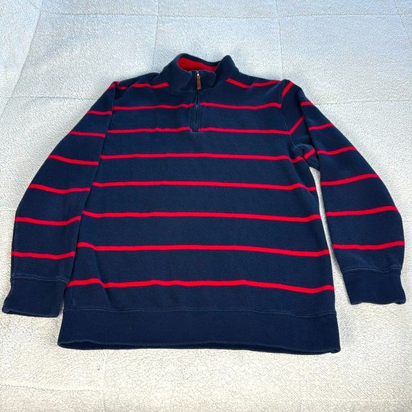 Lands' End Other - Lands End Striped 100% Cotton 1/4 Zip Sweater L/T 42-44 Navy Red